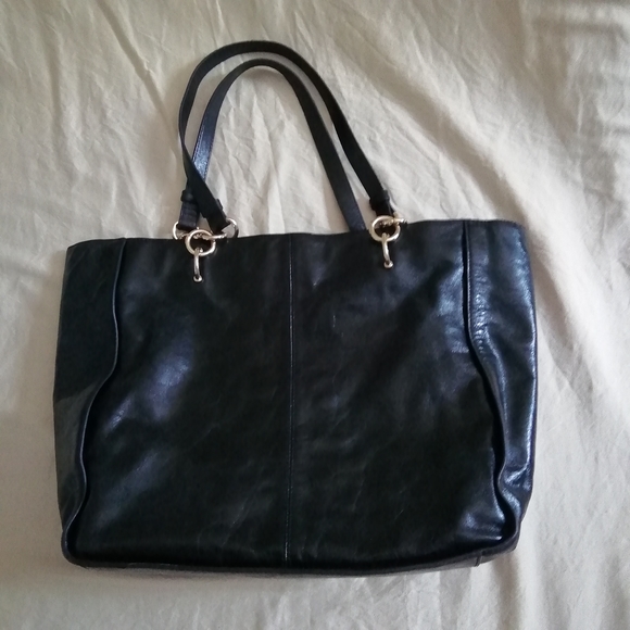 Badgley Mischka black genuine leather tote bag - Picture 2 of 11
